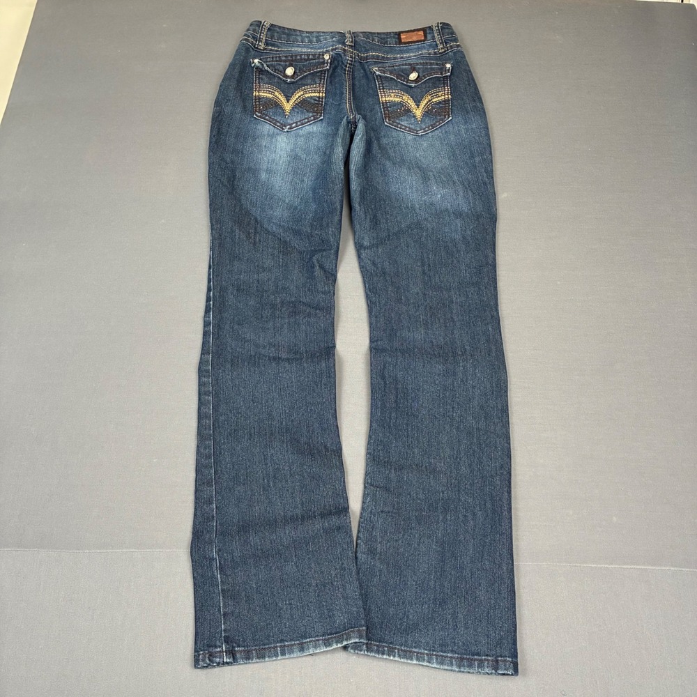 Earl Jean Embroidered Dark Wash Mid Rise Slim Bootcut Jeans Women's Size 4 28x31